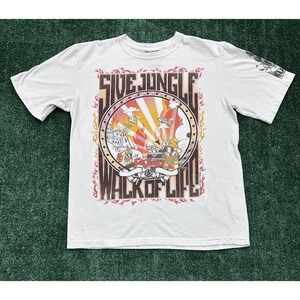 Five Jungle Walk of Life Graphic T Shirt White Firefighter Art Mens Large #203